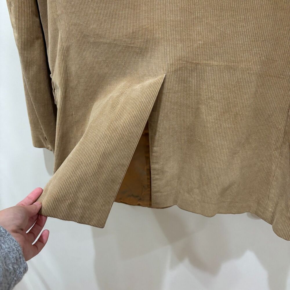 VTG Joe Namath Corduroy Blazer Men 42R 2-Button Camel Tan Classic Retro Academia - Picture 8 of 14